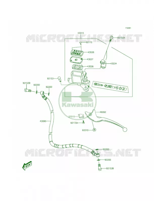 Front Master Cylinder Kawasaki QUAD 90 2015 KFX90  KSF90AFF
