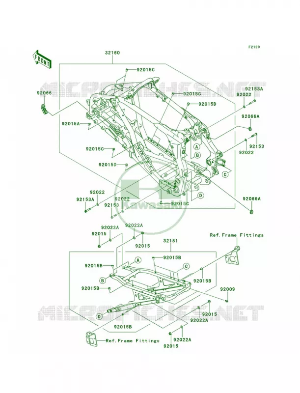 Frame Kawasaki QUAD 450 2012 KFX450R  KSF450BCS