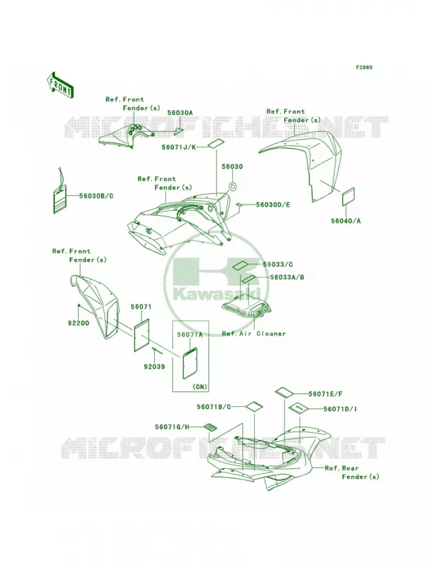 Labels Kawasaki QUAD 450 2011 KFX450R  KSF450BBF