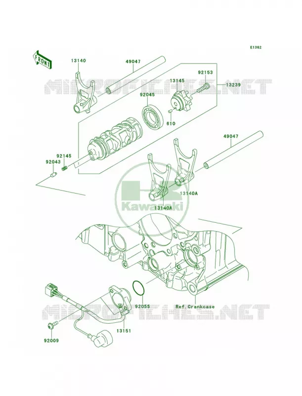 Gear Change DrumShift Forks Kawasaki MOTOS 1400 2010 Concours 14 ABS  ZG1400CAF
