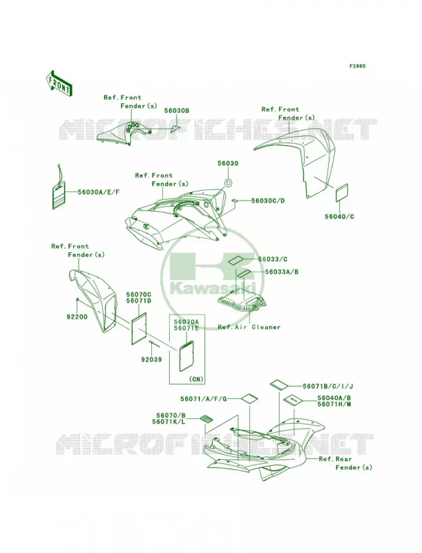 Labels Kawasaki QUAD 450 2009 KFX450R  KSF450B9FB