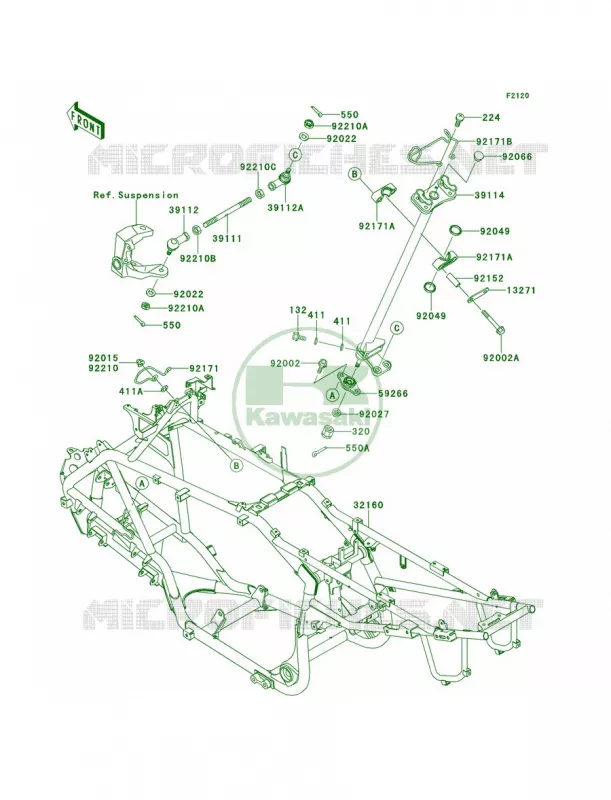 Frame Kawasaki QUAD 700 2009 KFX700  KSV700B9F