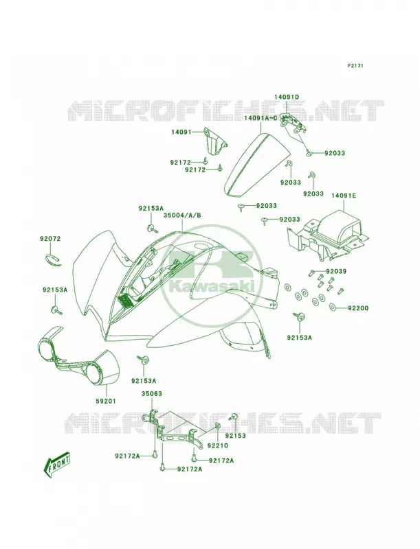 Front Fenders Kawasaki QUAD 90 2007 KFX90  KSF90A7F