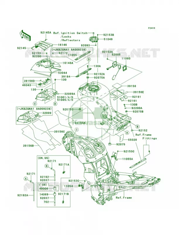Fuel Tank Kawasaki MOTOS 1400 2009 Concours 14 ABS  ZG1400A9F