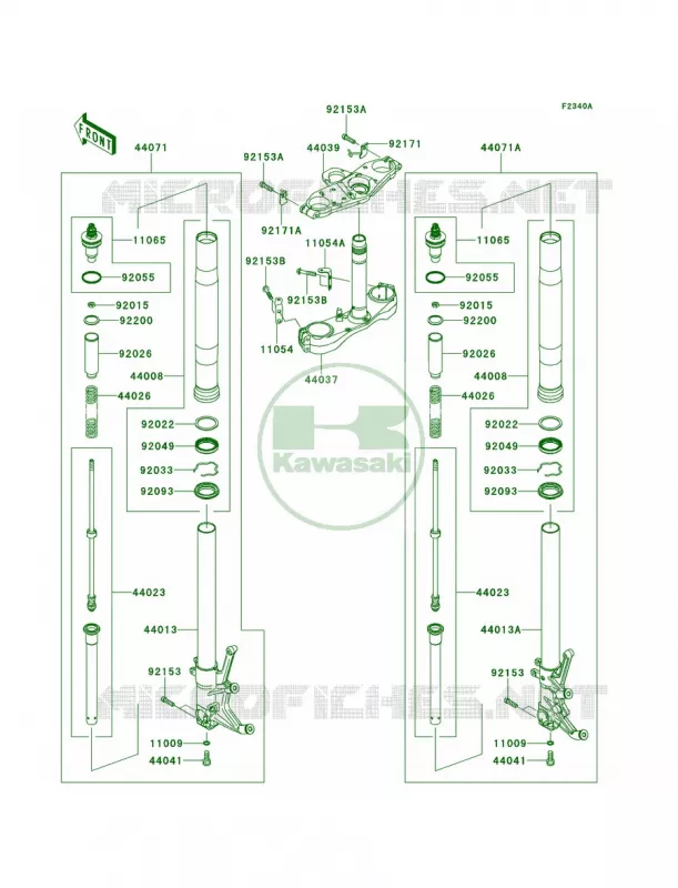 Front ForkJKBZGNB1 9A011505- Kawasaki MOTOS 1400 2008 Concours 14  ZG1400B8F