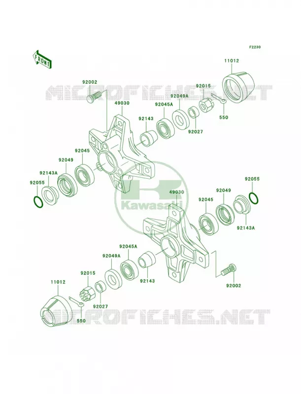 Front Hub Kawasaki QUAD 250 2003 Mojave 250  KSF250-A17