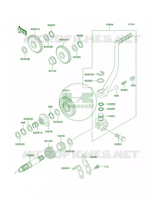 Kickstarter Mechanism Kawasaki QUAD 250 2003 Mojave 250  KSF250-A17