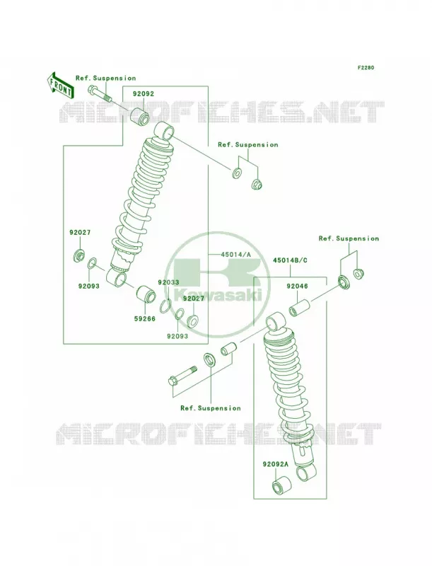 Shock Absorbers Kawasaki QUAD 250 2003 Mojave 250  KSF250-A17