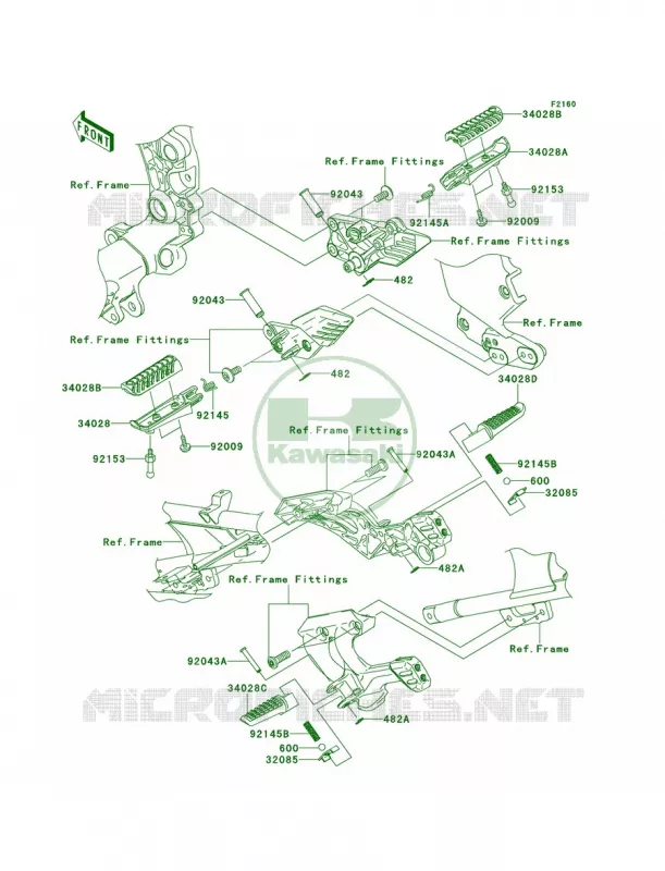 Footrests Kawasaki MOTOS 1400 2008 Concours 14 ABS  ZG1400A8F