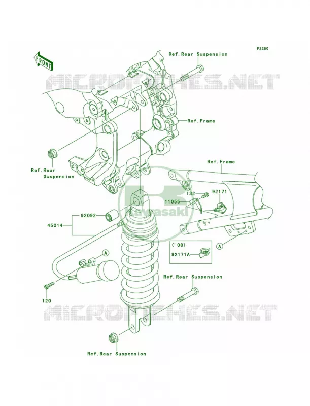 Shock Absorbers Kawasaki MOTOS 1400 2008 Concours 14 ABS  ZG1400A8F