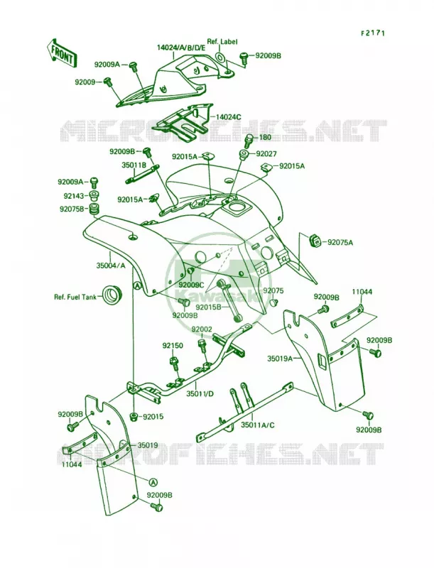 Front Fender Kawasaki QUAD 250 1993 Mojave 250  KSF250-A7