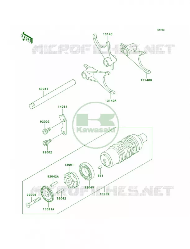 Gear Change DrumShift Forks Kawasaki MOTOS 1000 2006 Concours  ZG1000A6F