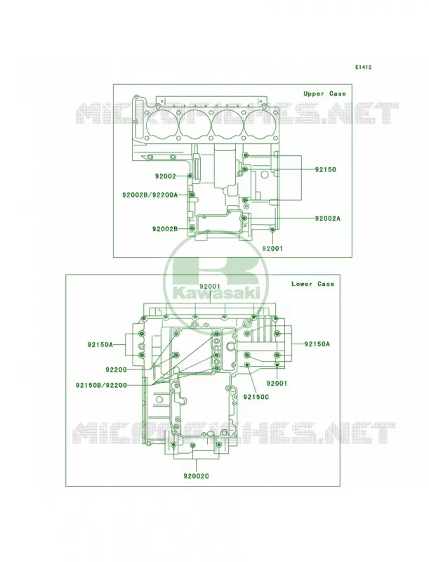 Crankcase Bolt Pattern Kawasaki MOTOS 1000 2005 Concours  ZG1000-A20