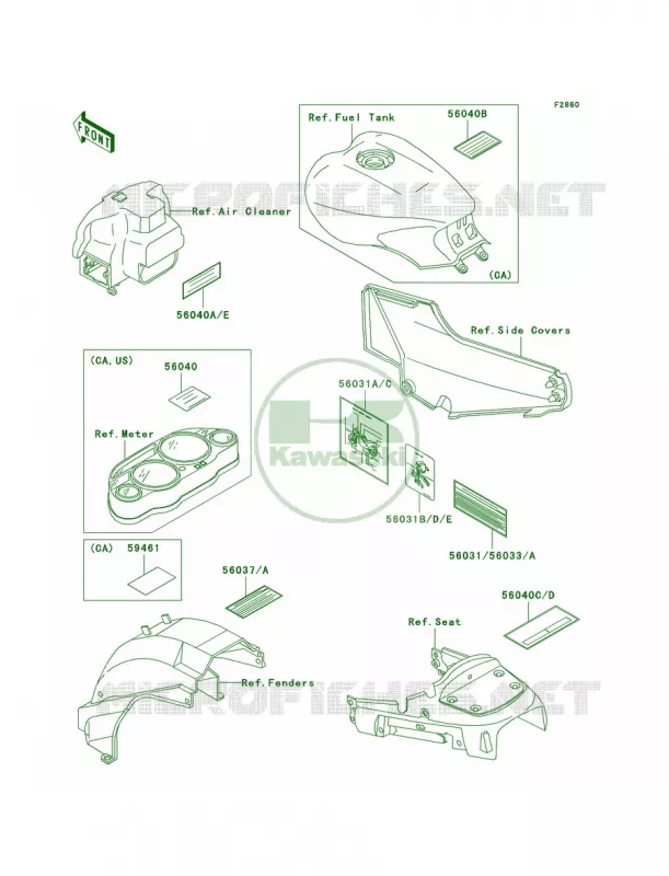 Labels Kawasaki MOTOS 1000 2003 Concours  ZG1000-A18
