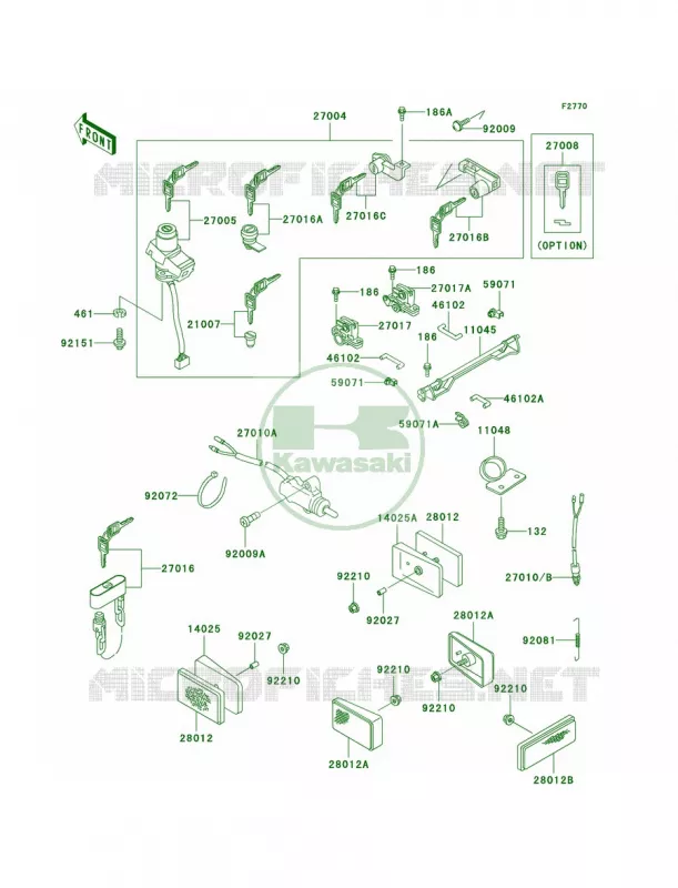 Ignition SwitchLocksReflectors Kawasaki MOTOS 1000 2000 Concours  ZG1000-A15