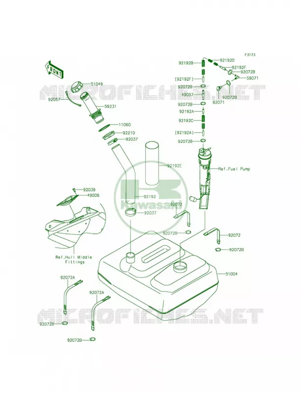 Fuel Tank Kawasaki JET SKI 1500 2014 ULTRA 310LX  JT1500MEF