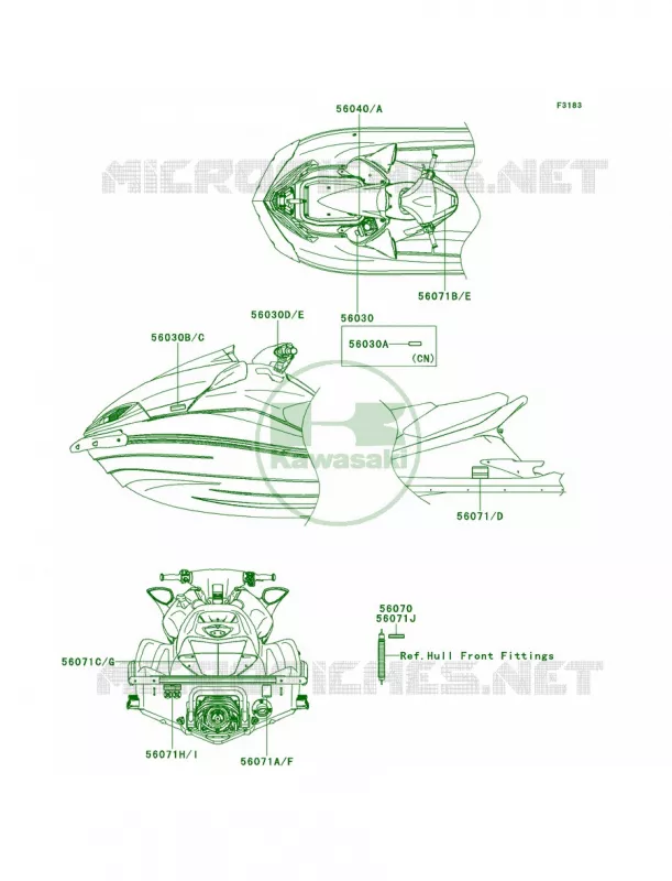 Labels Kawasaki JET SKI 1500 2013 ULTRA 300X  JT1500HDF