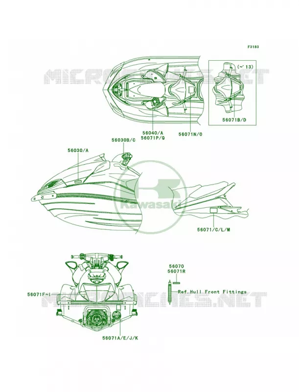 Labels Kawasaki JET SKI 1500 2012 ULTRA LX  JT1500KCF