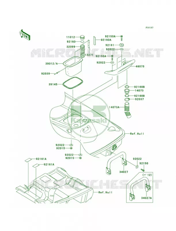 Hull Rear Fittings Kawasaki JET SKI 1500 2011 STX-15F  JT1500ABF