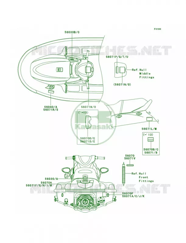 Labels Kawasaki JET SKI 1500 2011 STX-15F  JT1500ABF