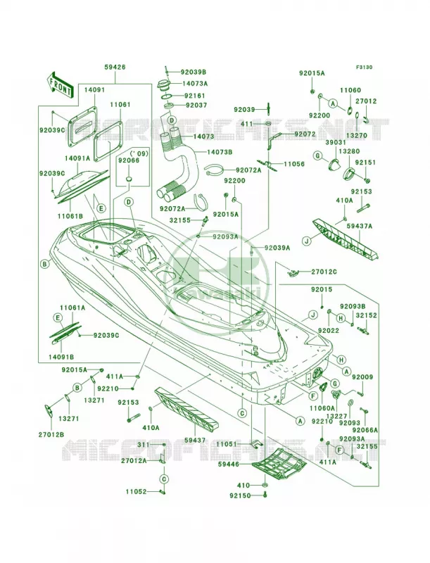HullG9FGAF Kawasaki JET SKI 1500 2011 ULTRA LX  JT1500GBF