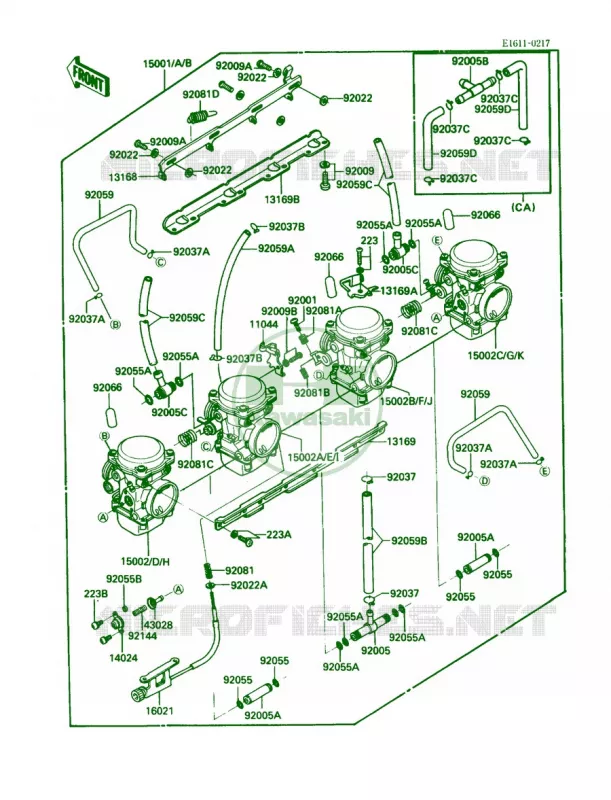 Carburetor Kawasaki MOTOS 1000 1988 Concours  ZG1000-A3