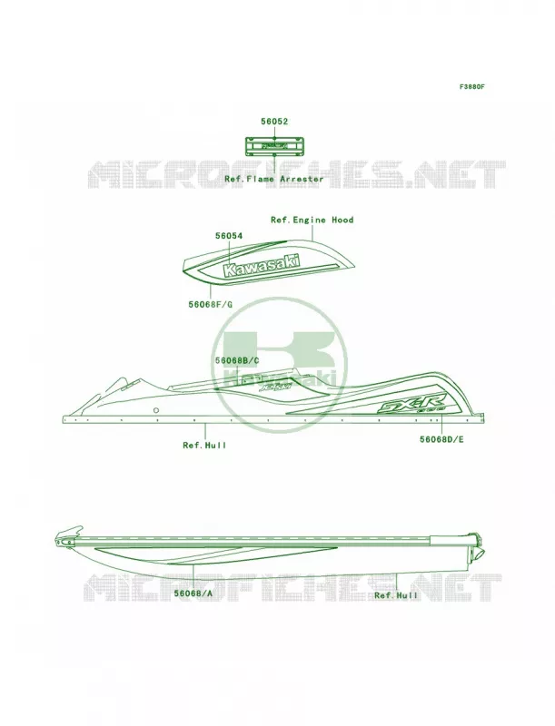 DecalsGreenA9F Kawasaki JET SKI 800 2009 800 SX-R  JS800A9F
