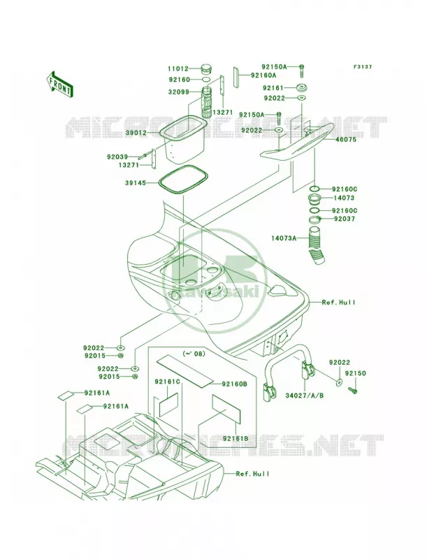 Hull Rear Fittings Kawasaki JET SKI 1500 2009 STX-15F  JT1500A9F