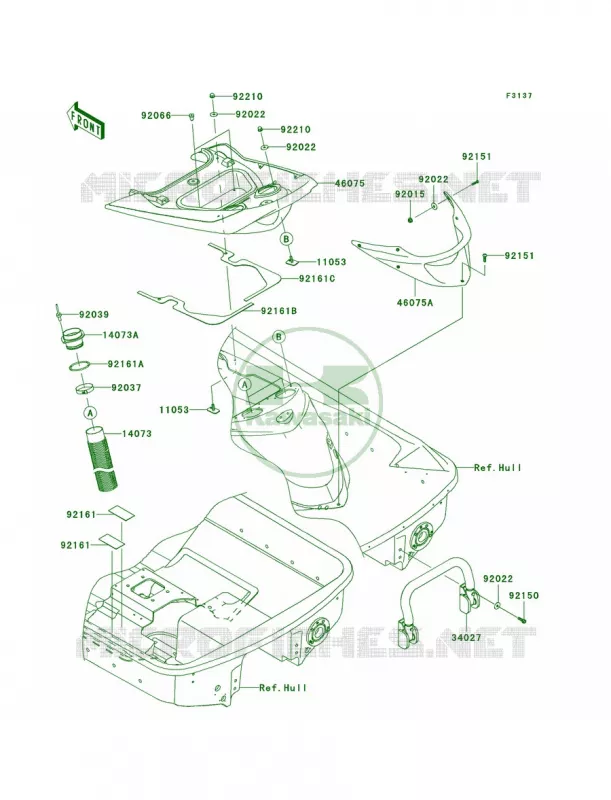 Hull Rear Fittings Kawasaki JET SKI 1500 2009 ULTRA 260X  JT1500E9F