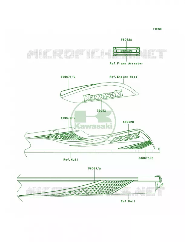 DecalsRedA7FUS Kawasaki JET SKI 800 2008 800 SX-R  JS800A8F