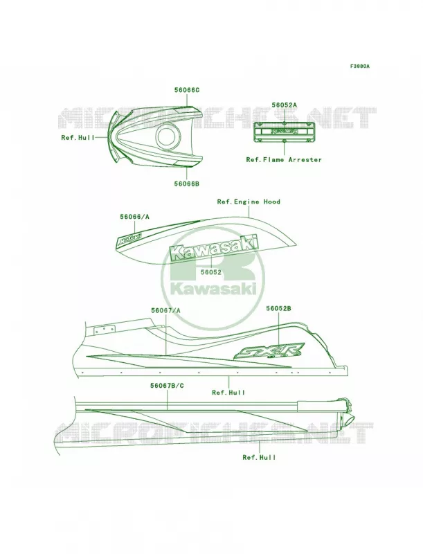 DecalsYellowA6FUS Kawasaki JET SKI 800 2008 800 SX-R  JS800A8F