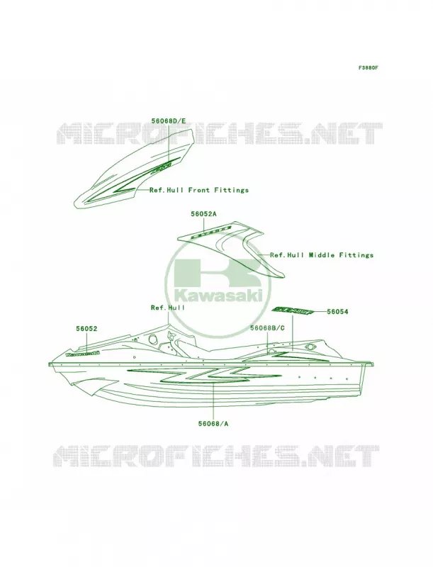 DecalsS.RedA9F Kawasaki JET SKI 1500 2007 STX-15F  JT1500A7F