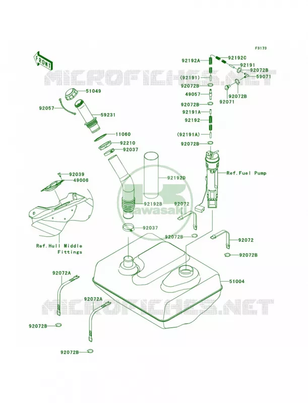 Fuel Tank Kawasaki JET SKI 1500 2007 ULTRA 250X  JT1500B7F