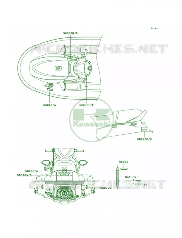 Labels Kawasaki JET SKI 1200 2006 STX-12F  JT1200D6F
