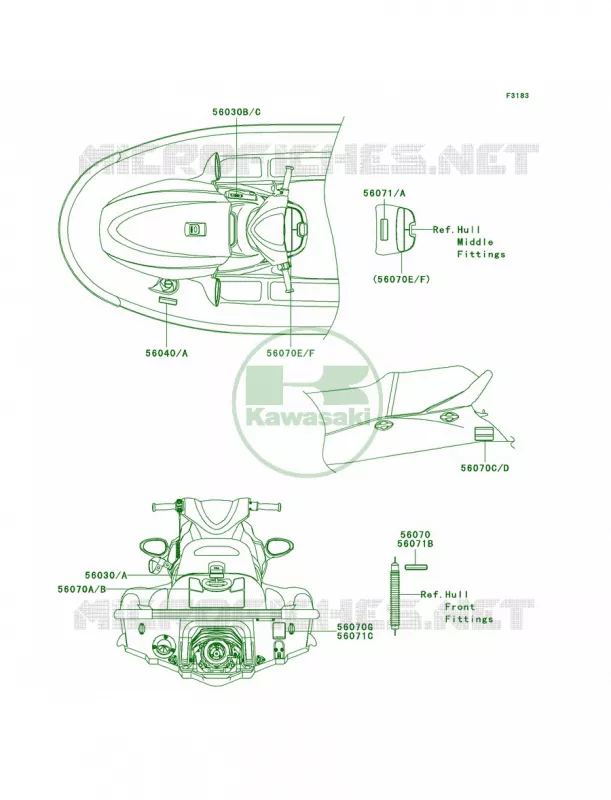 Labels Kawasaki JET SKI 1500 2006 STX-15F  JT1500A6F