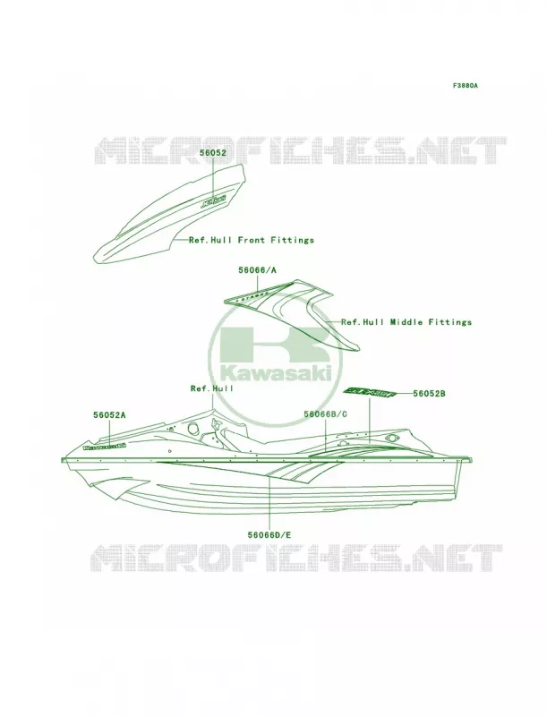 DecalsA2 Kawasaki JET SKI 1500 2005 STX-15F  JT1500-A2