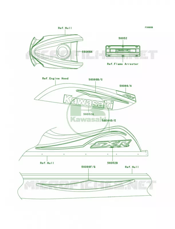 DecalsRedA2 Kawasaki JET SKI 800 2004 800 SX-R  JS800-A2