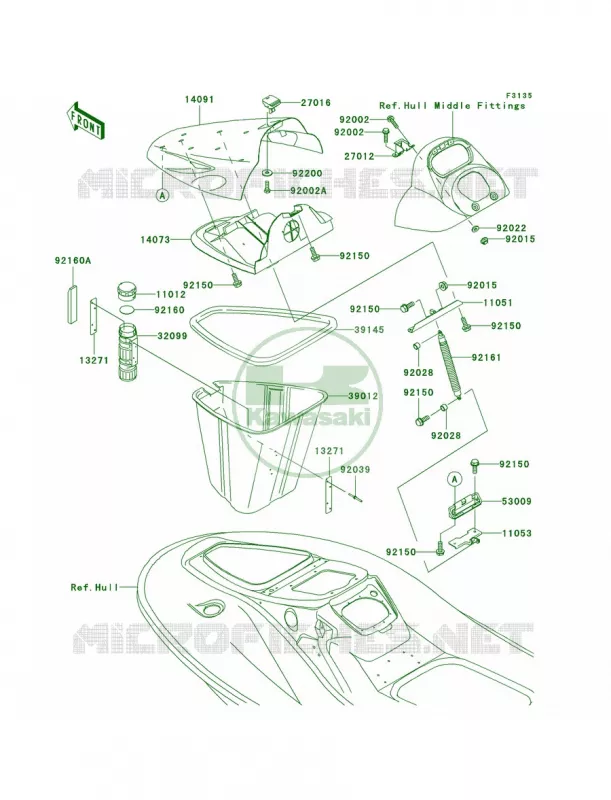 Hull Front FittingsC1 Kawasaki JET SKI 1200 2004 1200 STX-R  JT1200-C1