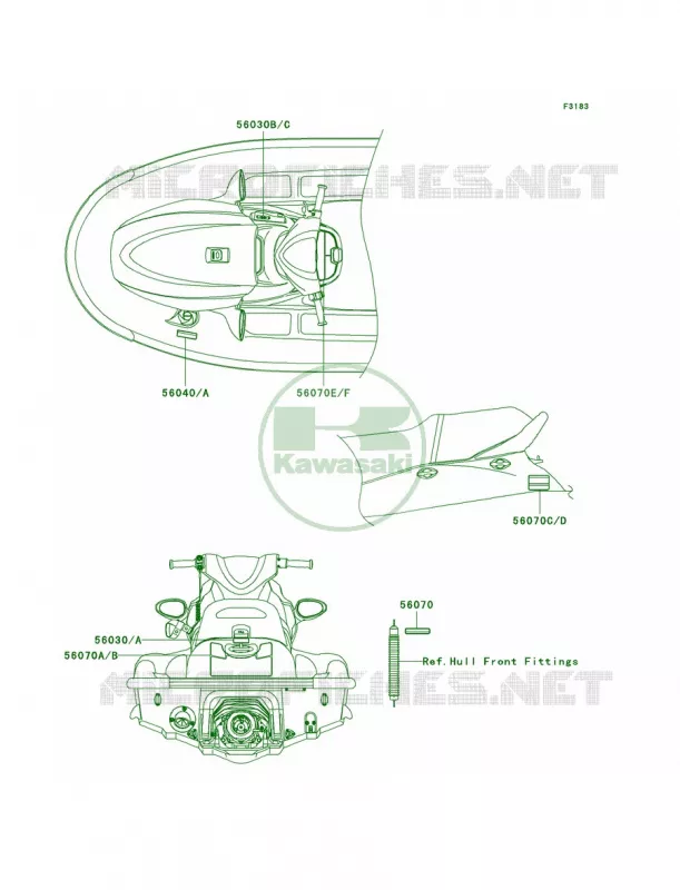 Labels Kawasaki JET SKI 1500 2004 STX-15F  JT1500-A1