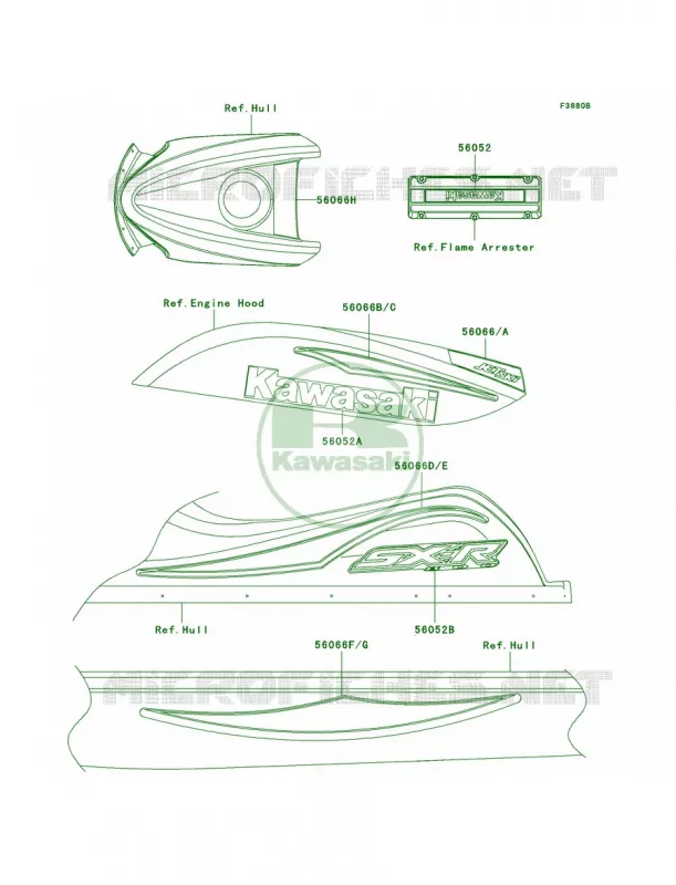 DecalsRedA2 Kawasaki JET SKI 800 2003 800 SX-R  JS800-A1