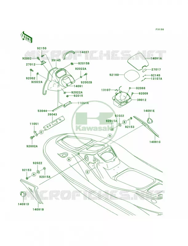 Hull Middle Fittings Kawasaki JET SKI 900 2003 900 STX  JT900-D1