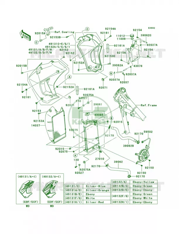RadiatorEBF-EEF Kawasaki MOTOS 650 2014 KLR650  KL650EEF