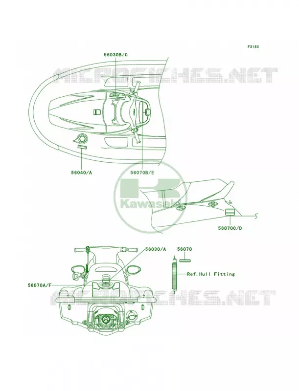 Labels Kawasaki JET SKI 1100 2002 1100 STX D.I.  JT1100-F2