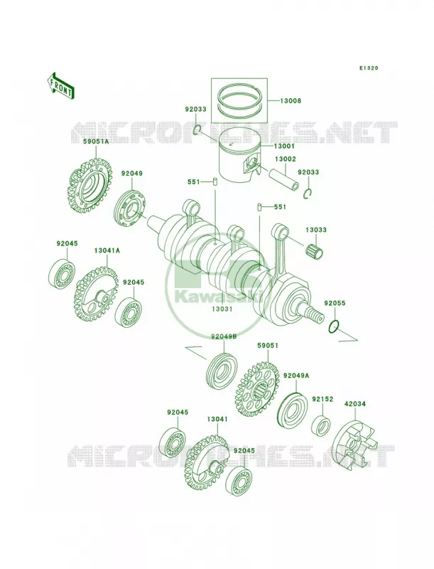 CrankshaftPistons Kawasaki JET SKI 1200 2002 1200 STX-R  JT1200-A1