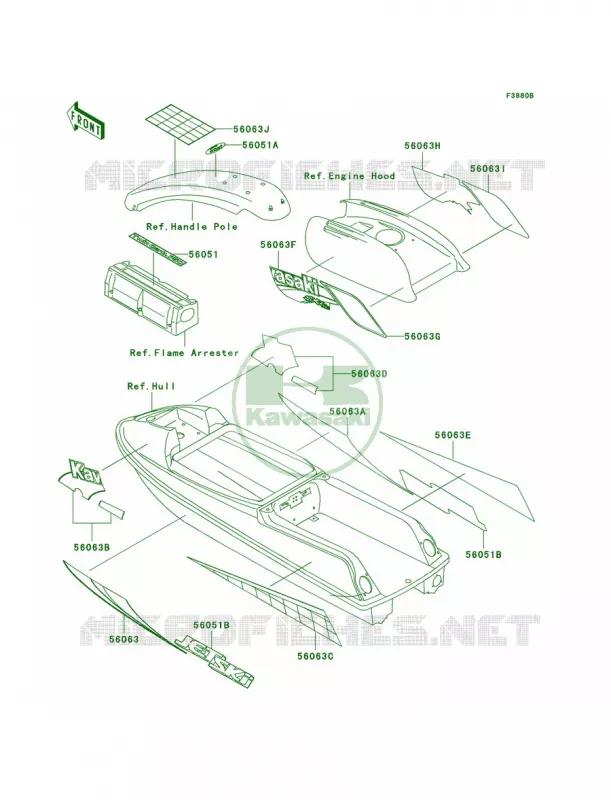 DecalsJS750-C3 Kawasaki JET SKI 750 1999 SXI PRO  JS750-C2