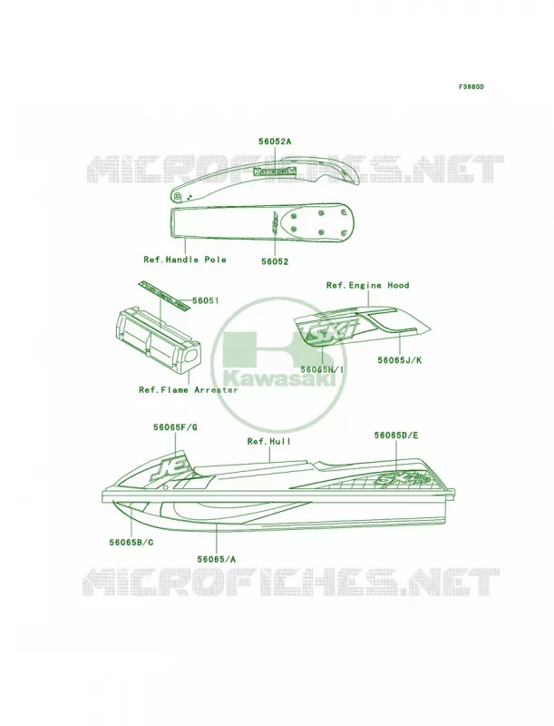 DecalsJS750-C5 Kawasaki JET SKI 750 1999 SXI PRO  JS750-C2
