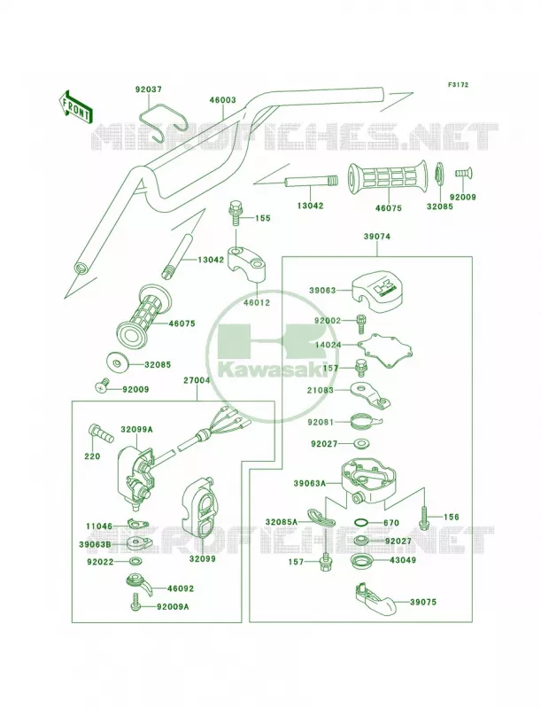 Handlebar Kawasaki JET SKI 650 1994 X2  JF650-A9