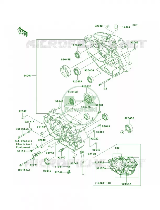 Crankcase Kawasaki MOTOS 250 2012 KLX250S  KLX250TCF
