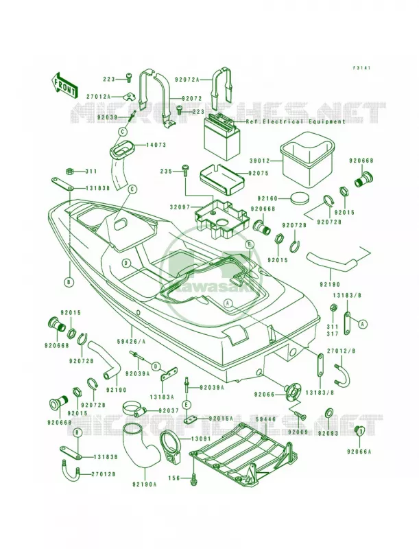 Hull Kawasaki JET SKI 650 1993 SC  JL650-A3