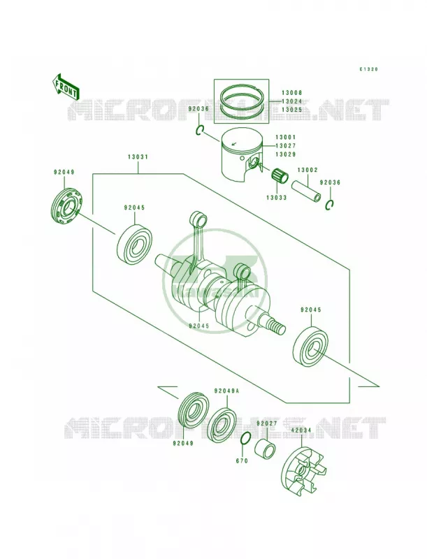CrankshaftPiston Kawasaki JET SKI 650 1993 650 SX  JS650-B3